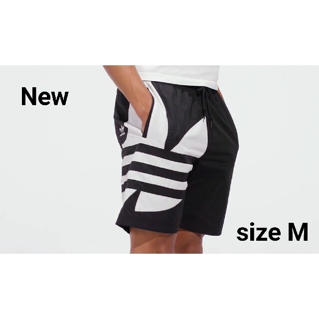 新品 M adidas orignals  ハーフパンツ トレフォイル 黒