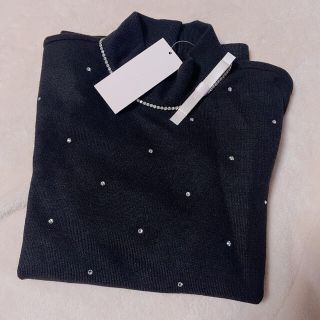 3日まで限定価格】JILTU ribbon puff knit black FuCUeITBbp, トップス
