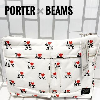 ポーター(PORTER)のポーター ビームス クラッチバッグ I LOVE NY 白 未使用 タグ付(クラッチバッグ)