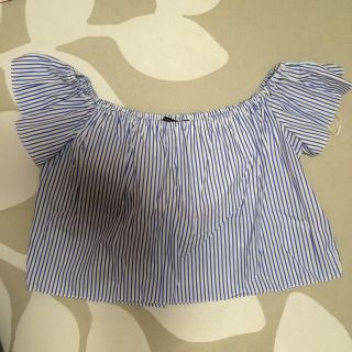 ザラ(ZARA)のオフショルダー ストライプ(シャツ/ブラウス(半袖/袖なし))