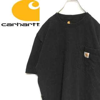 カーハート(carhartt)のカーハート　アメリカ古着　ワンポイント　ポケットTシャツ 半袖　ブラック　メンズ(Tシャツ/カットソー(半袖/袖なし))