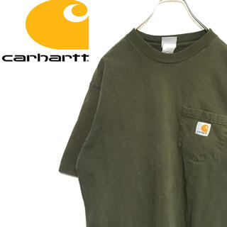 カーハート(carhartt)のカーハート　アメリカ古着　ワンポイント　ポケットTシャツ 半袖　カーキ　メンズ(Tシャツ/カットソー(半袖/袖なし))