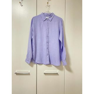 ユニクロ(UNIQLO)のUNIQLO ユニクロ　パープルリネンシャツ(シャツ/ブラウス(長袖/七分))