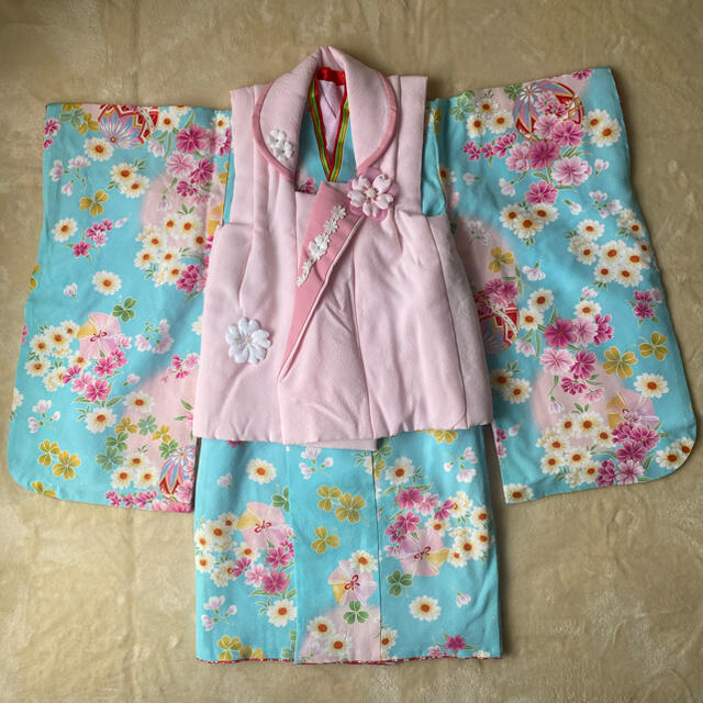 七五三　3歳女の子　被布着物セット キッズ/ベビー/マタニティのキッズ服女の子用(90cm~)(和服/着物)の商品写真