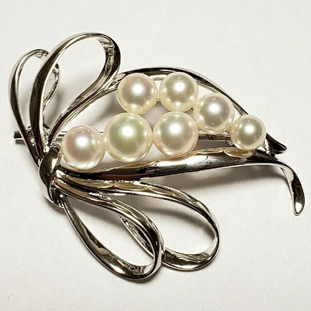 MIKIMOTO(ミキモト)の☆美品☆ミキモト☆パールブローチ☆あこや真珠☆シルバー☆ レディースのアクセサリー(ブローチ/コサージュ)の商品写真