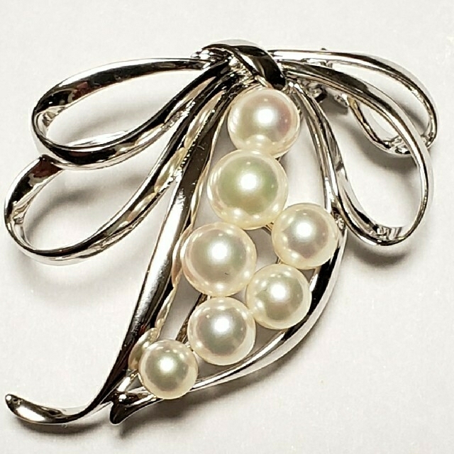 MIKIMOTO(ミキモト)の☆美品☆ミキモト☆パールブローチ☆あこや真珠☆シルバー☆ レディースのアクセサリー(ブローチ/コサージュ)の商品写真