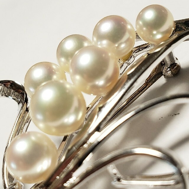 MIKIMOTO(ミキモト)の☆美品☆ミキモト☆パールブローチ☆あこや真珠☆シルバー☆ レディースのアクセサリー(ブローチ/コサージュ)の商品写真