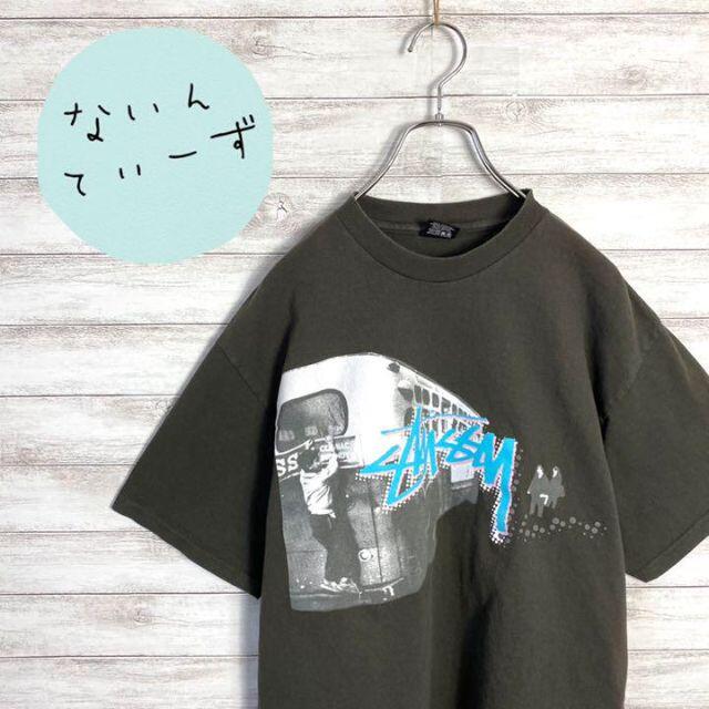 【メキシコ製】ステューシー　カーキグリーン　フォトロゴ　ビックサイズ　Tシャツトップス