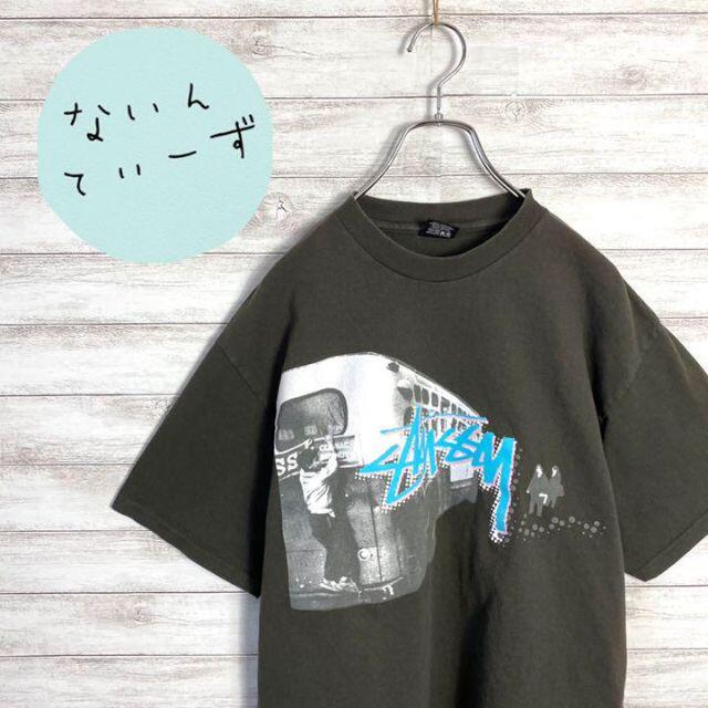 【メキシコ製】ステューシー　カーキグリーン　フォトロゴ　ビックサイズ　Tシャツ