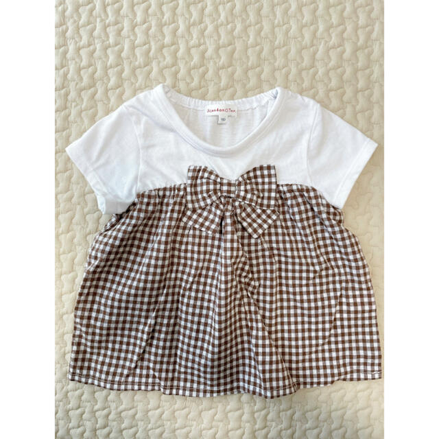 3can4on(サンカンシオン)の3can4on ギンガムチェック トップス キッズ/ベビー/マタニティのキッズ服女の子用(90cm~)(Tシャツ/カットソー)の商品写真