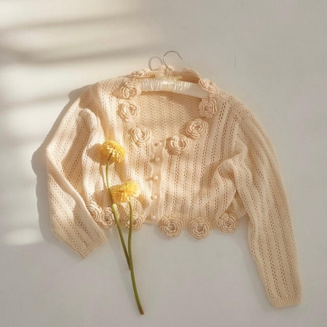 handmade flower knit cardigan