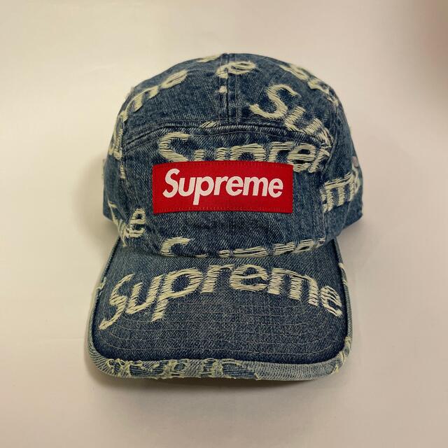 Supreme Frayed Logos Denim Camp Cap Blue 2