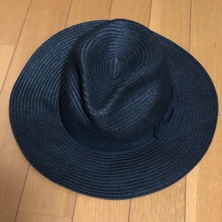 フォーエバートゥエンティーワン(FOREVER 21)のFOREVER21 女優帽 麦わら帽子 ブラック つば広 S/M 56.5cm(麦わら帽子/ストローハット)