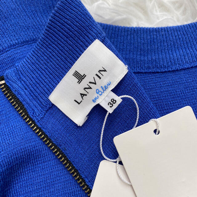 LANVIN en Bleu(ランバンオンブルー)の新品未使用タグ付き！ランバンオンブルー ボーダー ワンピース 袖フリル レディースのワンピース(ひざ丈ワンピース)の商品写真