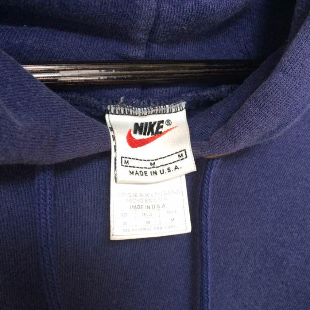 NIKE(ナイキ)の希少☆NIKE USA製 90's ロゴパーカー ネイビー メンズのトップス(パーカー)の商品写真