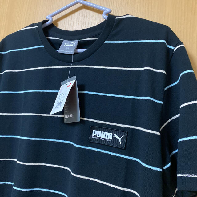 PUMA(プーマ)の新品　タグ付き　PUMA プーマ　Tシャツ　ストライプ　ブラック メンズのトップス(Tシャツ/カットソー(半袖/袖なし))の商品写真