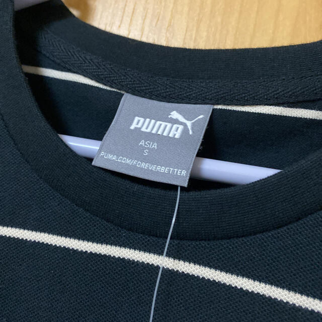 PUMA(プーマ)の新品　タグ付き　PUMA プーマ　Tシャツ　ストライプ　ブラック メンズのトップス(Tシャツ/カットソー(半袖/袖なし))の商品写真