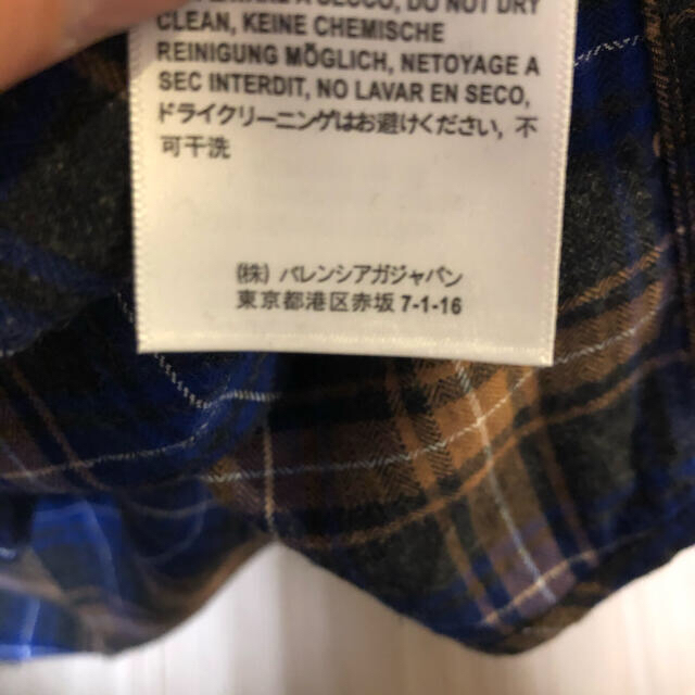 Balenciaga(バレンシアガ)のバレンシアガ　バックロゴ　ユニセックス　チェックシャツ　青　38 メンズのトップス(シャツ)の商品写真