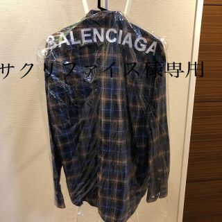 バレンシアガ バックロゴ ユニセックス チェックシャツ 青 38-eastgate.mk