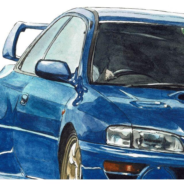 NC-1027インプレッサ22B STI限定版画 直筆サイン額装●作家平右ヱ門 6