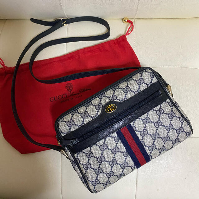 即納！最大半額！ 極　美品　GUCCI オールド　グッチ　シェリーライン ショルダー　バッグ　紺