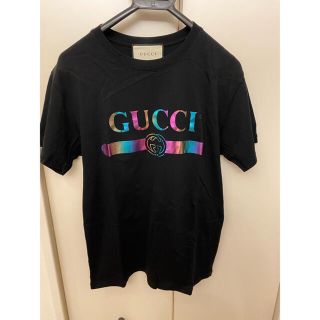 グッチ(Gucci)のメタリック GUCCI ロゴ T シャツ オーバーサイズ 黒(Tシャツ/カットソー(半袖/袖なし))