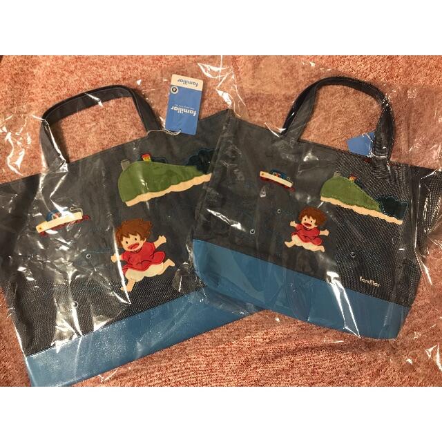 ファミリア デニムバック ジブリ ポニョ まちなし大+まちあり小