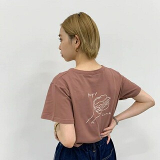 スタディオクリップ(STUDIO CLIP)のタグ付き・新品 YOHさんコラボイラストTシャツ ハンバーガー ピンク(Tシャツ(半袖/袖なし))