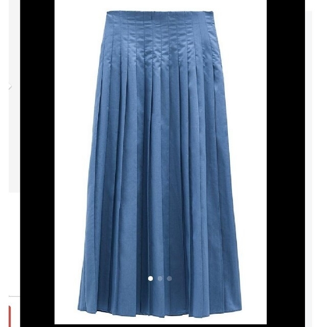 ZARA(ザラ)の【お値下げ】ZARA  ボックスプリーツミディスカート/ブルー/グレー レディースのスカート(ロングスカート)の商品写真