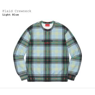 シュプリーム(Supreme)のSupreme plaid crewneck Light Blue XL(スウェット)