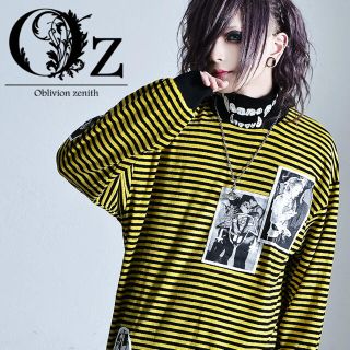 オルターべノム(ALTER VENOMV)のOz ロングスリーブ Tシャツ / V系 イエロー ジェンダーレス(Tシャツ/カットソー(七分/長袖))