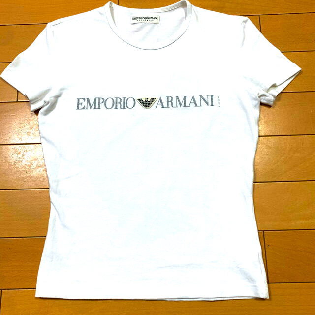 Emporio Armani - ☆EMPORIO ARMANI ロゴ入りスタッズ付き白Tシャツ ...