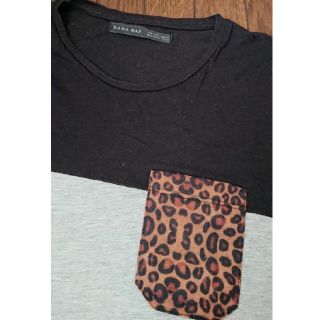 ザラ(ZARA)のZARA ヒョウ柄ポケットTシャツ(Tシャツ/カットソー(半袖/袖なし))