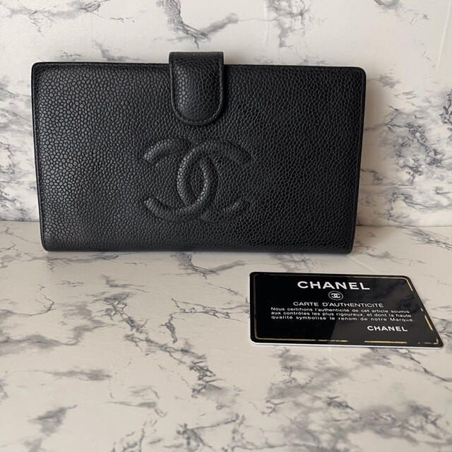 美品♡ CHANEL シャネル　ココマーク　キャビアスキン　長財布　ヴィンテージ