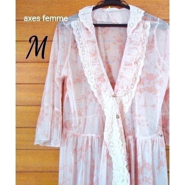 axes femme(アクシーズファム)の美品 axes femme ロングカーディガン レースガウン ワンピース M レディースのトップス(カーディガン)の商品写真