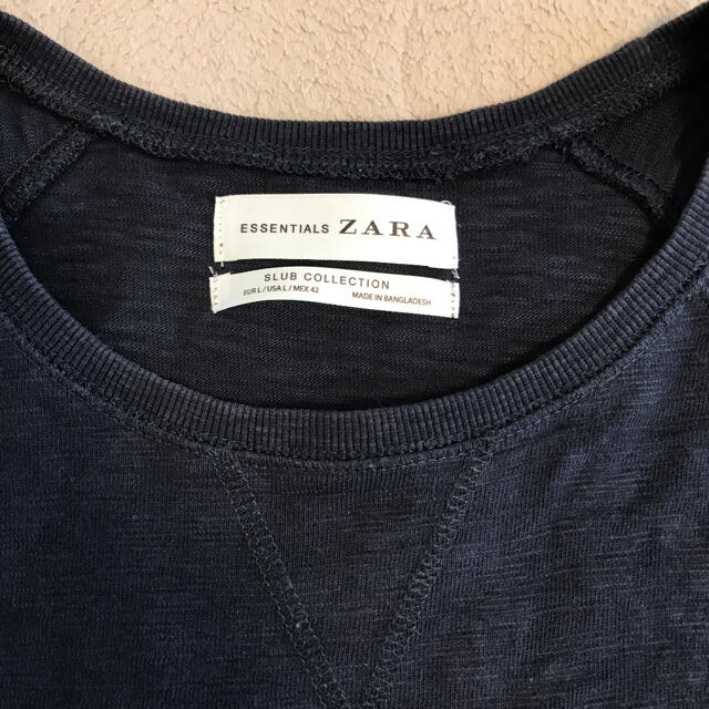 ZARA(ザラ)のZARA ザラ メンズ スラブコットンTシャツ 濃紺 メンズのトップス(Tシャツ/カットソー(半袖/袖なし))の商品写真