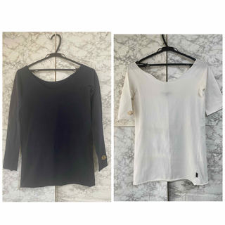 カリアング(kariang)のカリアングロンT２枚セットブラックホワイト長袖5分袖(Tシャツ(長袖/七分))