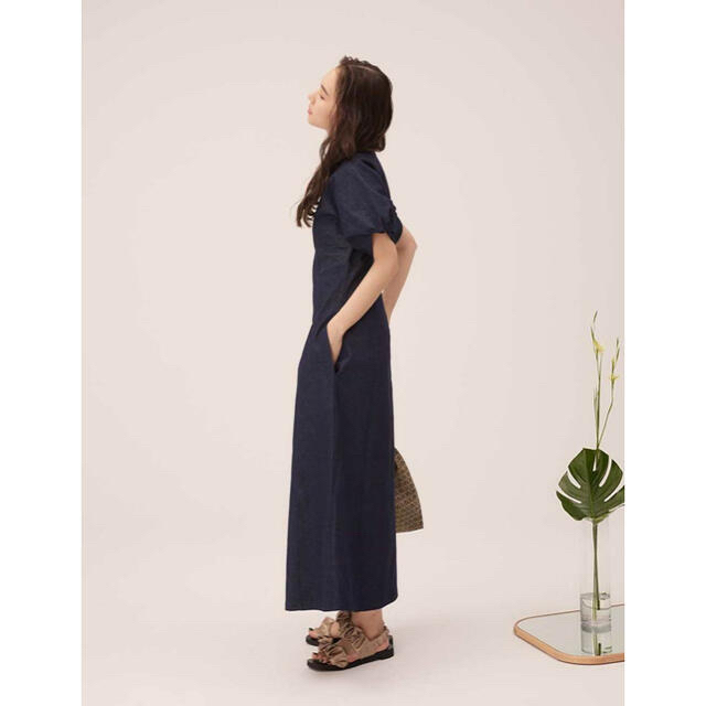 RANDEBOO Denim minimal puff OP(blue)サイズ0 レディースのワンピース(ロングワンピース/マキシワンピース)の商品写真