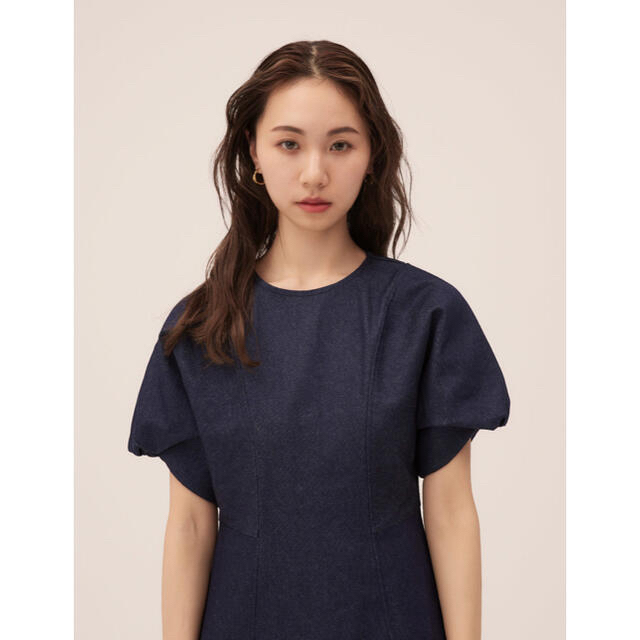 RANDEBOO Denim minimal puff OP(blue)サイズ0 レディースのワンピース(ロングワンピース/マキシワンピース)の商品写真