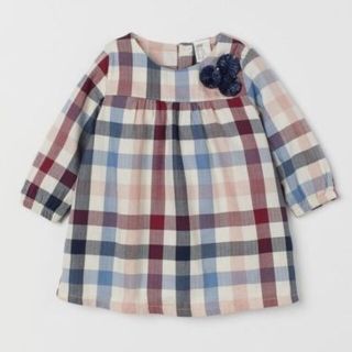 エイチアンドエム(H&M)のH&Mチェックワンピース6-9M　美品(ワンピース)