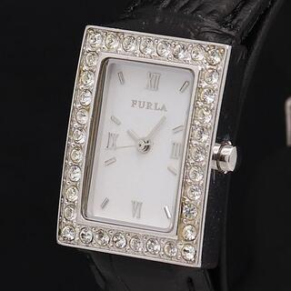 フルラ(Furla)のFURLA 　白文字盤　ストーンベゼル　レディース腕時計(腕時計)