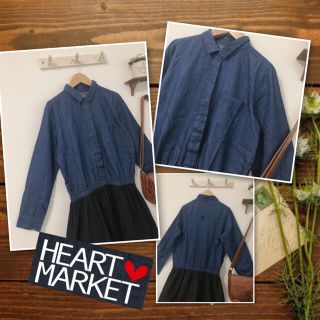 ハートマーケット(Heart Market)のHEARTMARKET ハートマーケット 切り替えデニムワンピース sizeＦ(ひざ丈ワンピース)