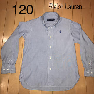 ラルフローレン(Ralph Lauren)のラルフローレン　ボタンダウンシャツ　120 ブルー系ストライプ(ブラウス)
