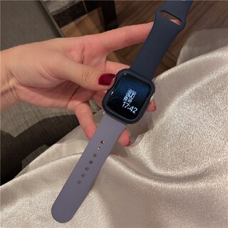 Apple watch シリコン 互換 バンド 38/40mm ネイビー(腕時計)