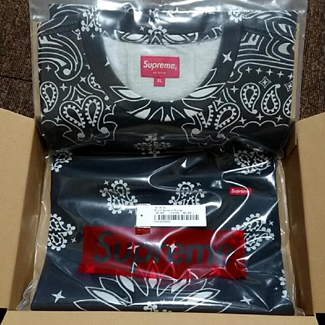 XL Supreme Small Box Tee Black Bandana 黒