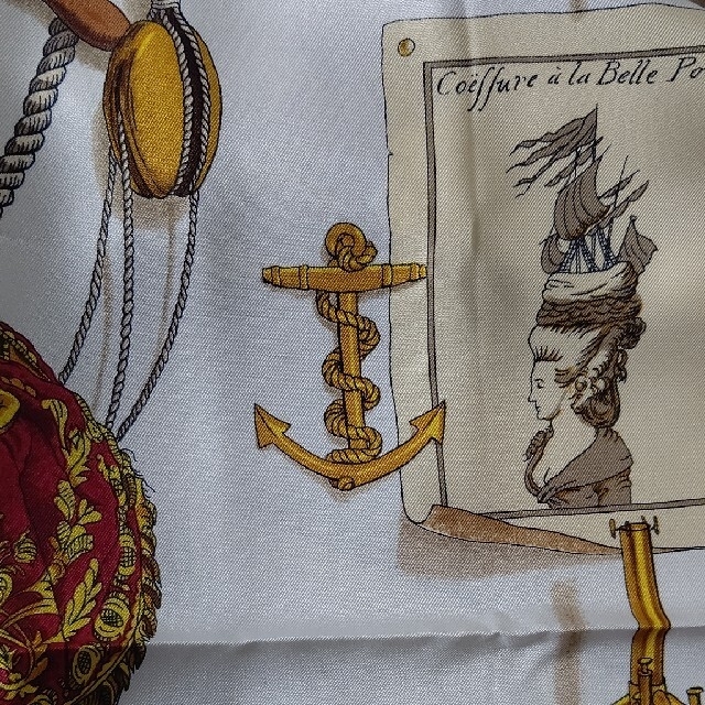 Hermes(エルメス)のネイビー×マルチカラー HERMES蒸気船スカーフ レディースのファッション小物(バンダナ/スカーフ)の商品写真