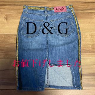 ドルチェアンドガッバーナ(DOLCE&GABBANA)のＤ＆Ｇ[💋sexyスリットGOLDスパンコール✨]デニムスカート(ひざ丈スカート)