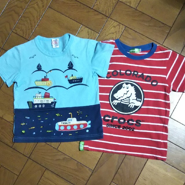 crocs(クロックス)の110cmチックタックル クロックス 半袖Tシャツ まとめて 船  潜水艦 わに キッズ/ベビー/マタニティのキッズ服男の子用(90cm~)(Tシャツ/カットソー)の商品写真