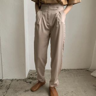 high waist belt satin pants(カジュアルパンツ)