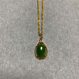 80s Vintage 18K 翡翠　ペンダント　GPネックレス(ネックレス)